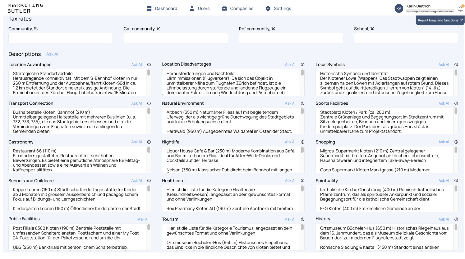 Marketing Butler AI Tool Preview